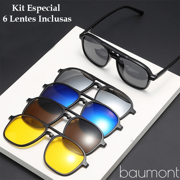 Óculos de Sol Kit com 6 Lentes Polarizadas + Porta Óculos (Frete grátis)