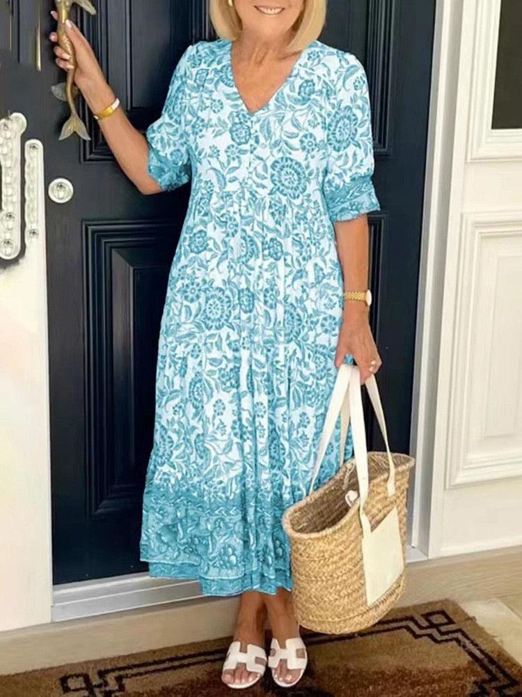 Vestido Madrid® com Decote em V: Soltinho e Levinho + 30%OFF