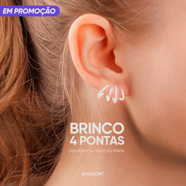 Brincos Quatro Pontas Baumont - Folheado a Ouro 18k/Prata 925