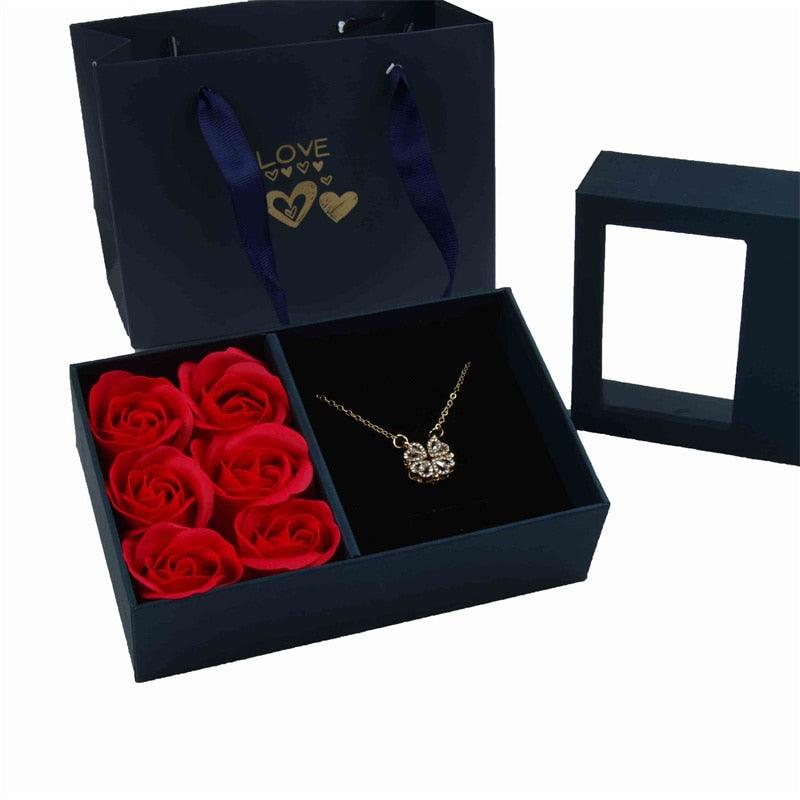 Caixa Baumont com Pedras em Rubi: Colar + Brincos + Anel + Rosas Perfumadas: Dia das Mães 30%OFF ❤️