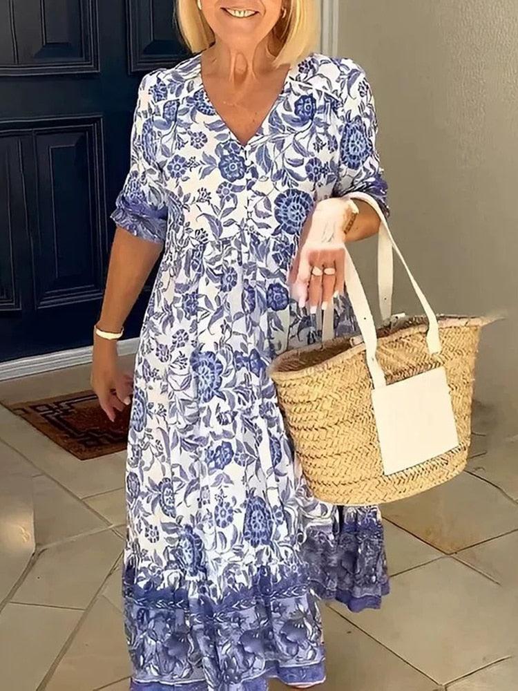 Vestido Madrid® com Decote em V: Soltinho e Levinho + 30%OFF