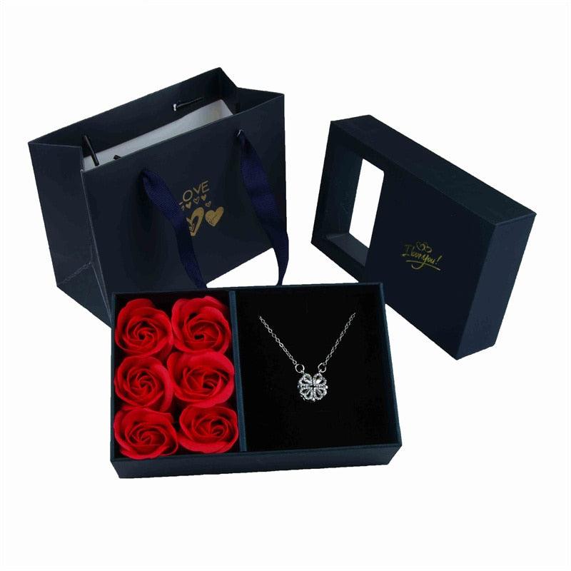 Caixa Baumont com Pedras em Rubi: Colar + Brincos + Anel + Rosas Perfumadas: Dia das Mães 30%OFF ❤️