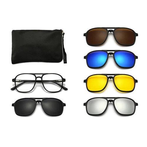 Óculos de Sol Kit com 6 Lentes Polarizadas + Porta Óculos (Frete grátis)